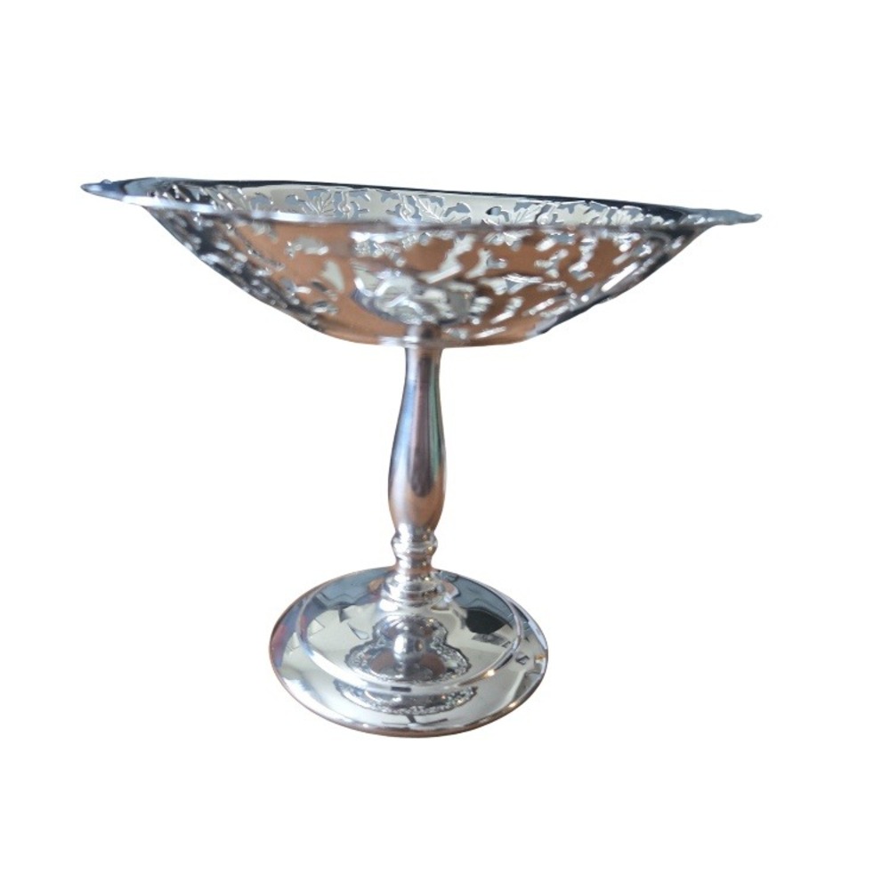 Vintage 1930s Art Deco Krome Kraft Farber Bros Chrome Dish 6" Pedestal‎ Dish